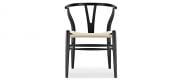 Wishbone Y Chair - CH24 - Black - Natural Cord