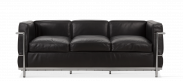 LC2 Style Petit - 3 Seat Sofa - Black Leather 