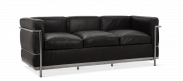 LC2 Style Petit - 3 Seat Sofa - Black Leather 