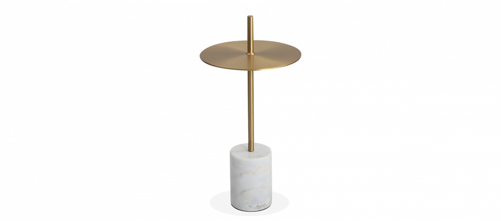 Calibre Coffee Table Small - Brass - White Marble