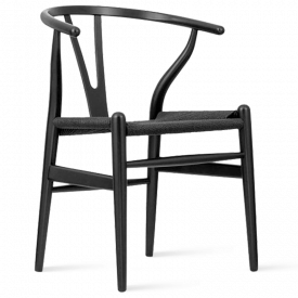 Wishbone (Y) Chair - CH24 - Black - Black Cord