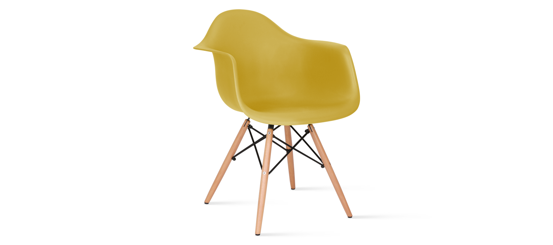 DAW Style Plastic Dining Chair Mustard/Light Wood image.