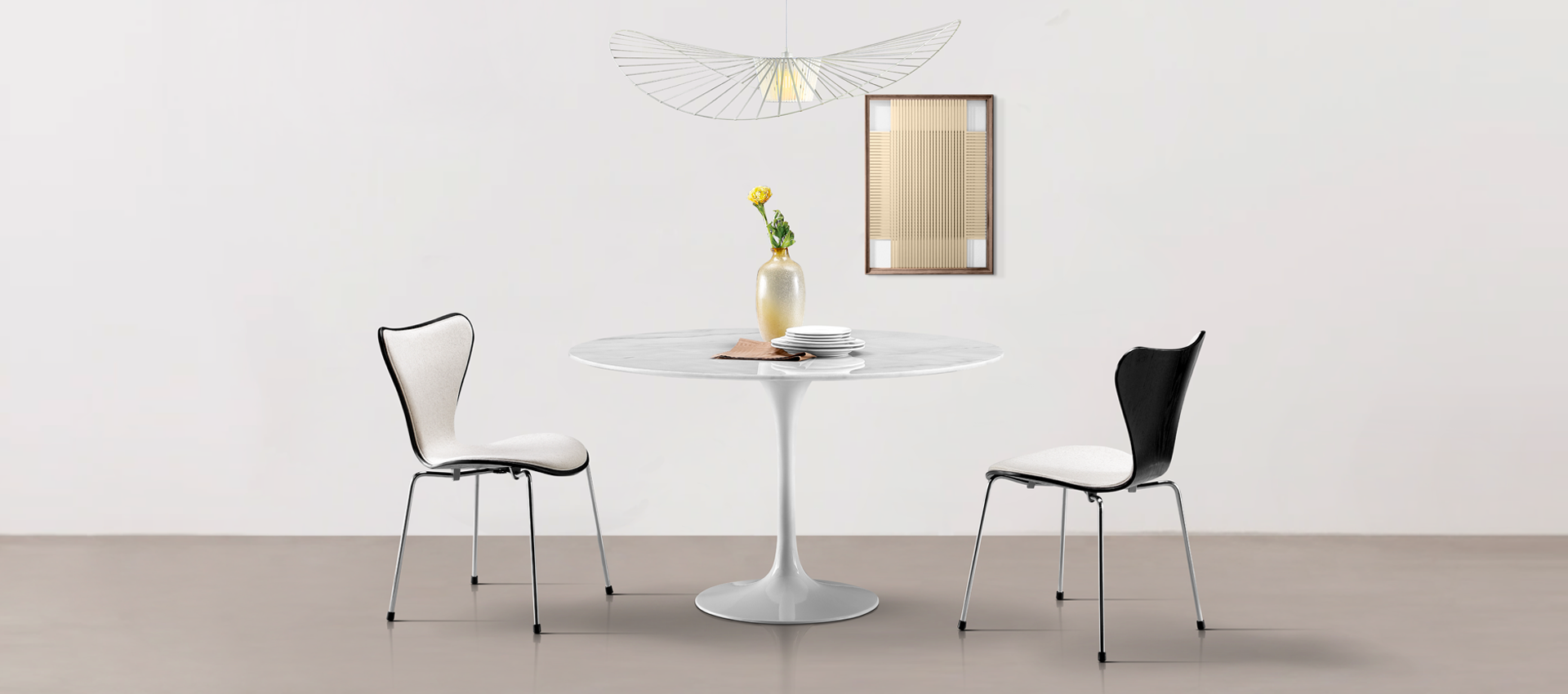 Tulip Round Dining Table - White Marble White Marble/120 CM image.