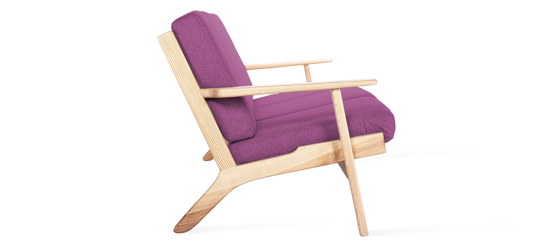 GE 290 Plank 3 Seater Sofa Purple/Ash Wood image.