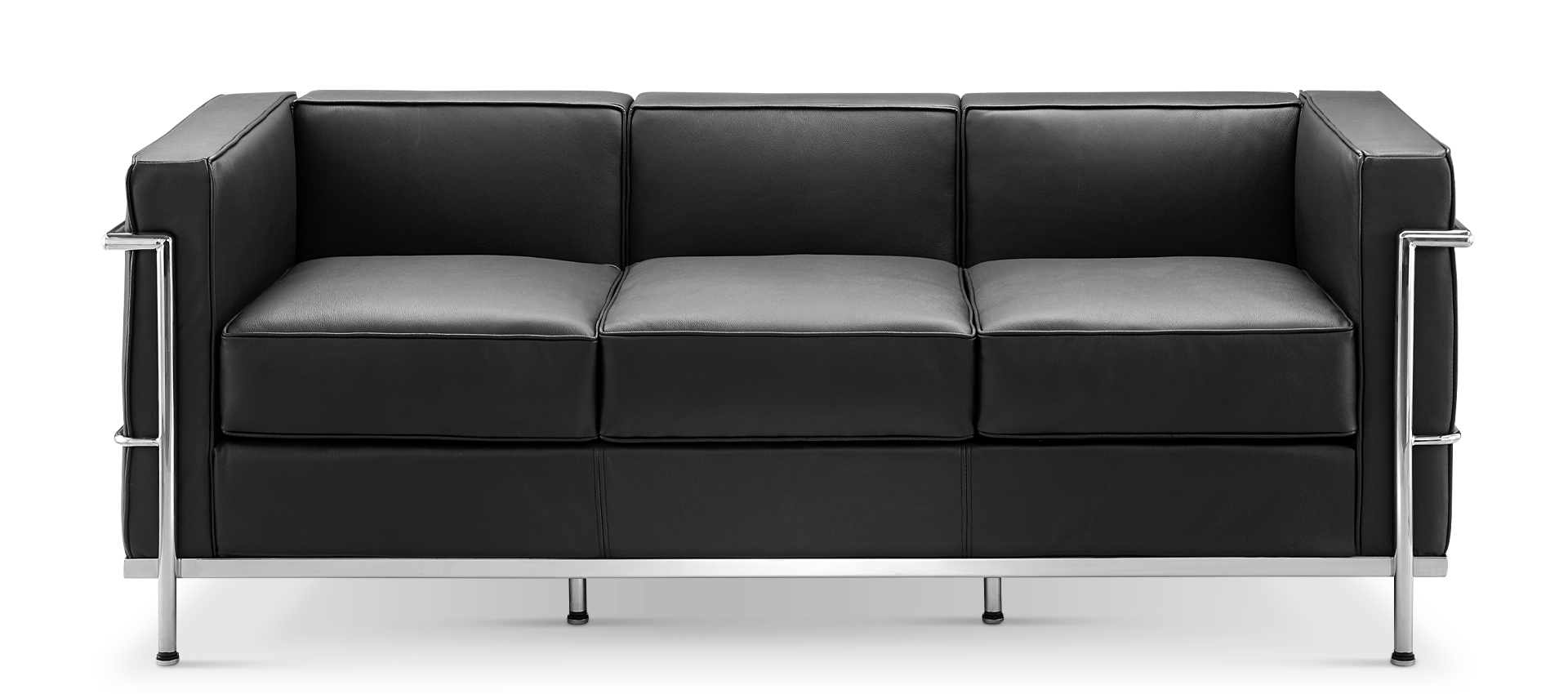 LC2 Style 3 Seater Sofa Black image.