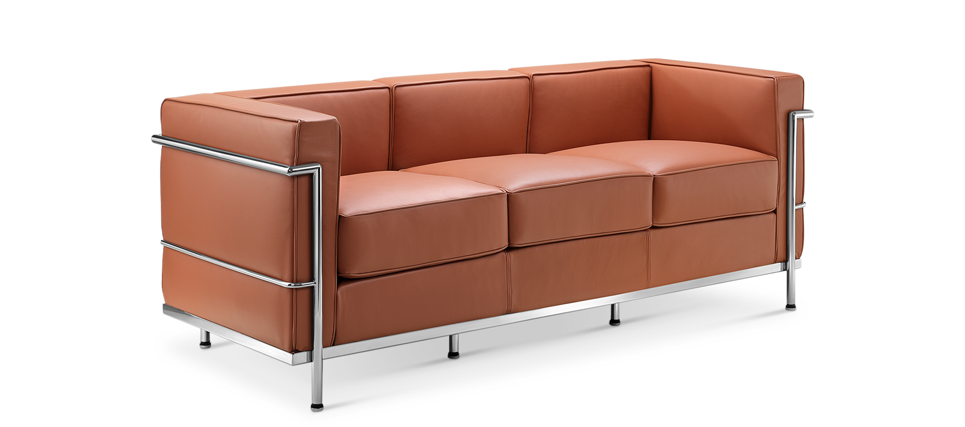LC2 Style 3 Seater Sofa Cognac image.