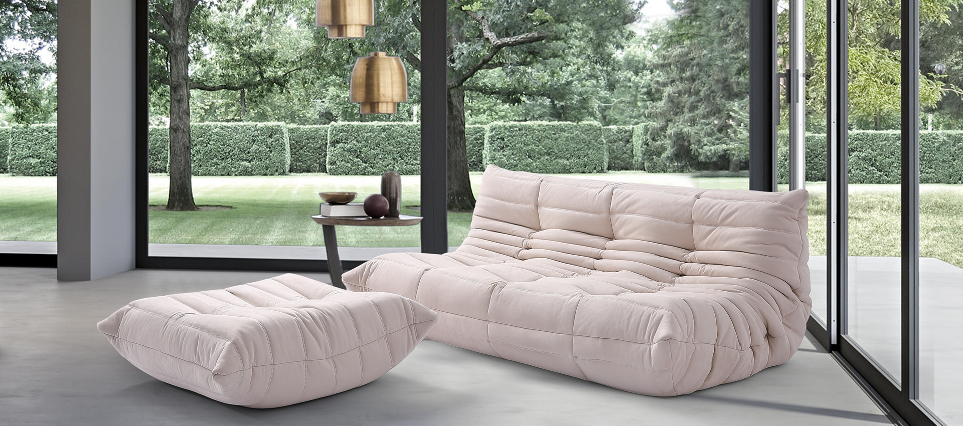 Comfort Style Lounge Sofa Creamy Alcantara/Alcantara image.