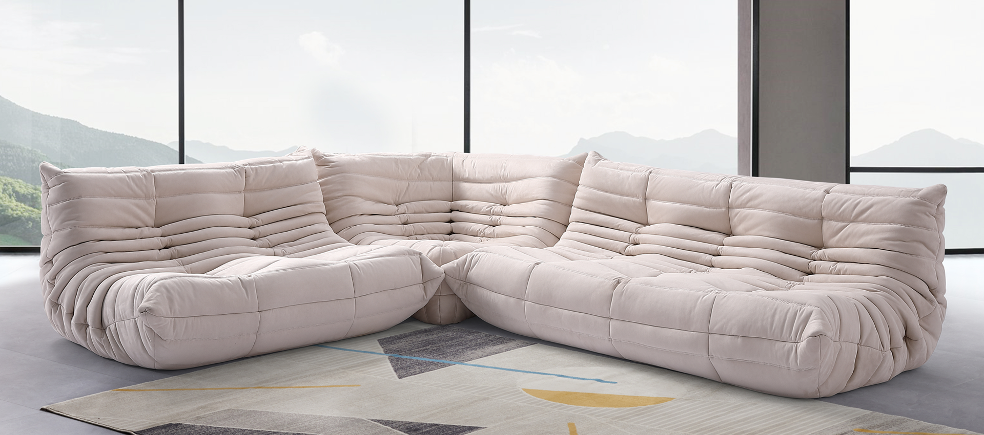 Comfort Style Lounge Sofa Creamy Alcantara/Alcantara image.
